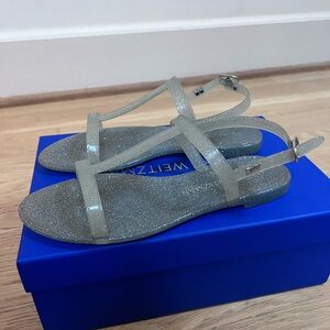 Stuart Weitzman Mellie Jelly Sandals - glittery rubber size 8